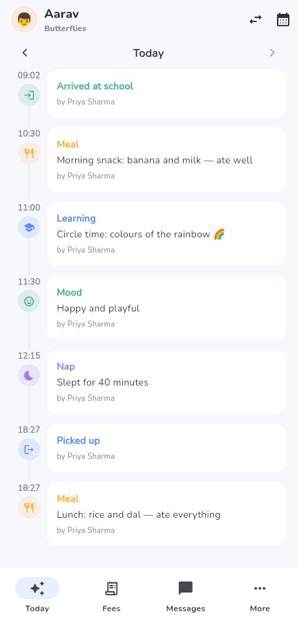 Parent daily feed